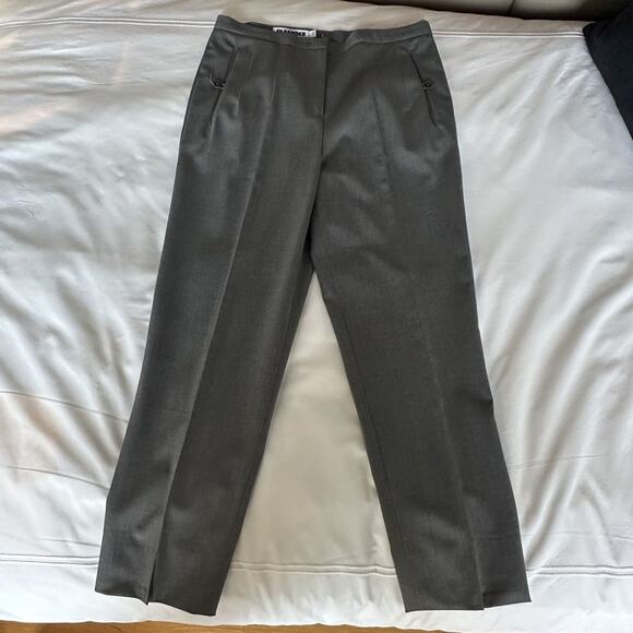 Jil Sander Wool Trousers size US 4 Gray Boot cut Pleat Front Slit - Picture 9 of 9